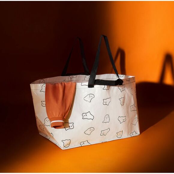 Ikea‎ KUSTFYR Shopping Bag Tote Large White/Black Ghost Halloween! - Picture 5 of 5